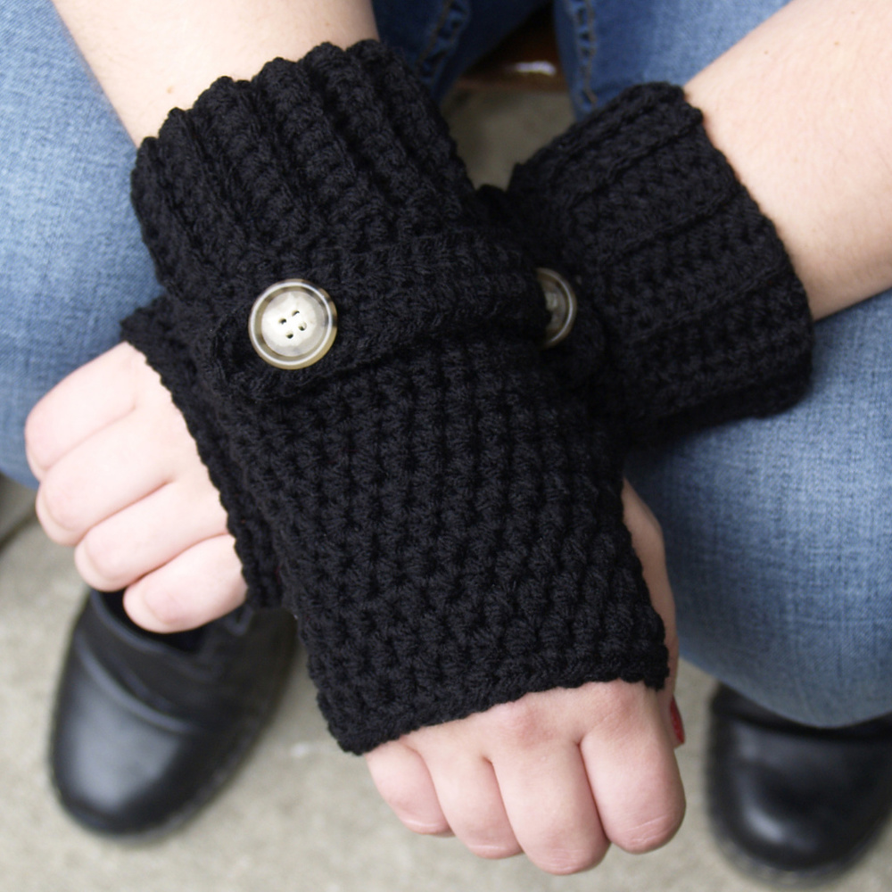 Black Fingerless Wristlets - MADE TO ORDER